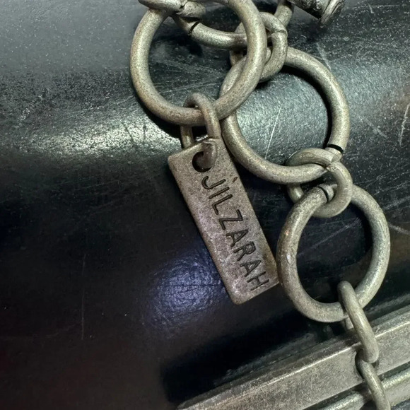 JILZARAH Handmade Clay Tile Bracelet, Black and White Funky Retro Abstract Style - Picture 6 of 11